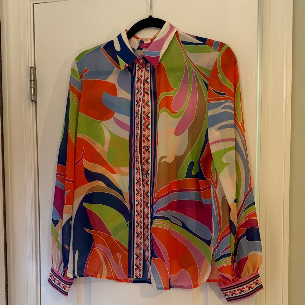 Flying Tomato Sheer Abstract Blouse